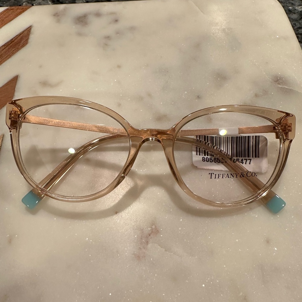 Tiffany & Co. Clear blush pink prescription eye glasses, NWT